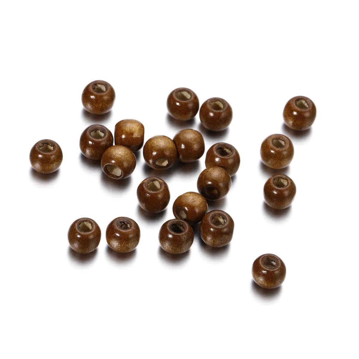 Jaydis 220 Perline In Legno Naturale 16mm - 4 Colori (Marrone, Avorio, Nero, Chiaro) Con Foro Grande 8mm - Per Dreadlock, Macramè, Bracciali Fai-da-Te - 6