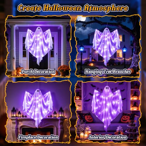 Halloween Hanging Light up Ghost,Purple - image 8