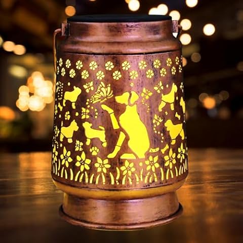 kyoryuger Dog Solar Lanterns Outdoor Dog Gifts for Women Mom Grandma, Dog Lovers Gifts, Birthaday for Mom Metal Decorative Lanterns for Yard Patio Lawn Solar Garden Decor Cover