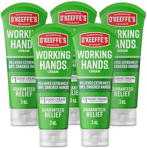 O'Keeffe's Working Hands Hand Cream for Extreme Dryness - 3 oz Tube (5 Pack) - Repairing Skincare for Cracked, Dry Hands