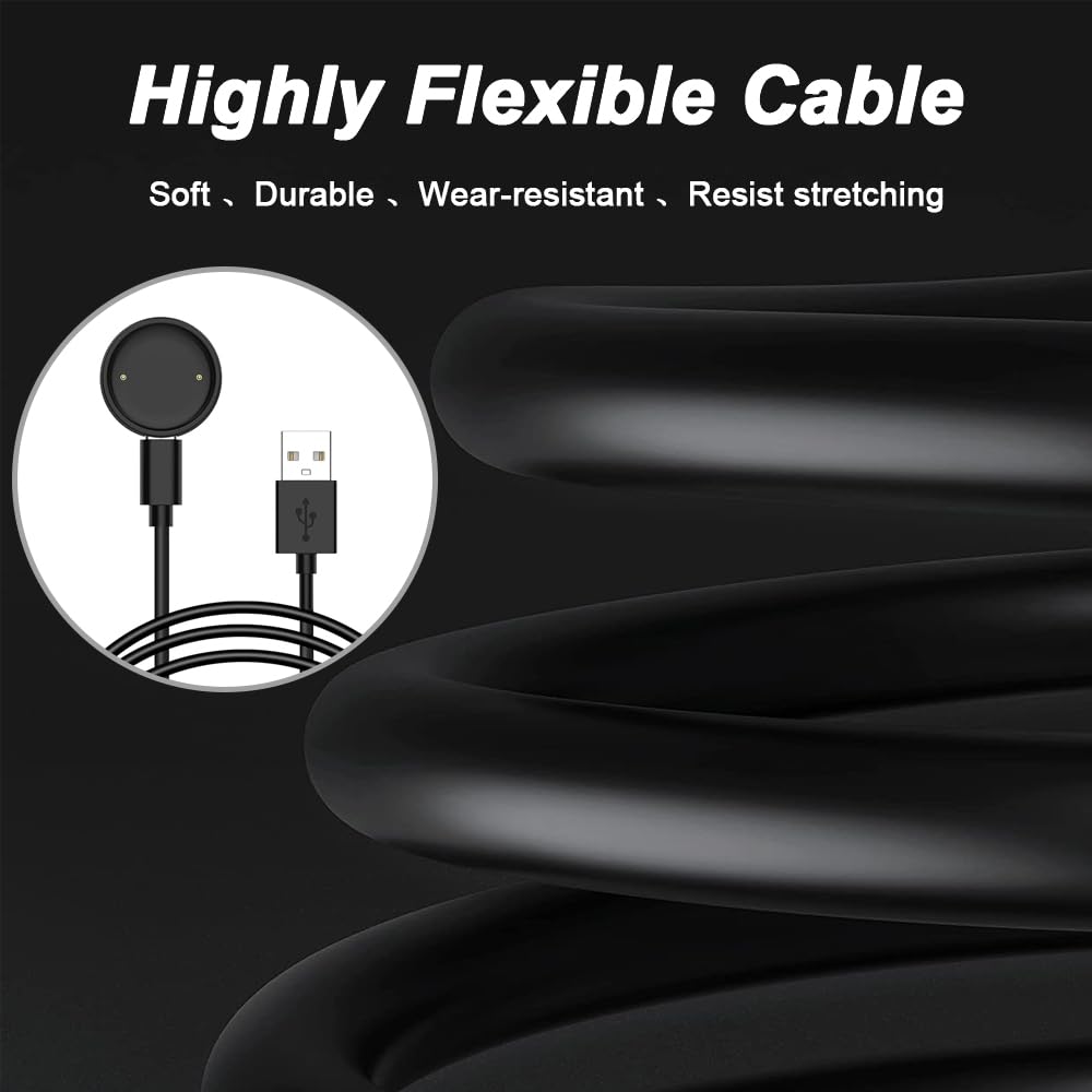 Xiatiaosann Kabel do ładowania USB do Amazfit Active 2 / Bip 6, zamienny kabel do ładowania, stacja ładująca typu C, z adapterem typu C na USB (2 sztuki, 60 cm/23,6 cala)
