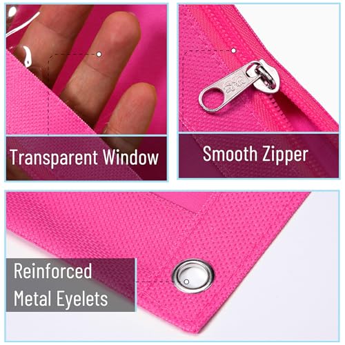 Image of Mr. Pen- Pencil Pouch for 3 Ring Binder, 2 Pack, 10 inchx6.75 inch, Smooth Zipper | Clear Window, Large Capacity Pencil Case with 3 Reinforced Grommets for School, Office, Supplies Storage