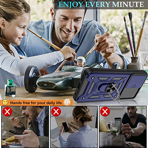 Gritup for Moto G Power 2022 Case/Moto G Play 2023 Case with HD Screen Protector, Heavy Duty Shockproof Phone Cover with Magnetic Kickstand Ring, Blue - image 7