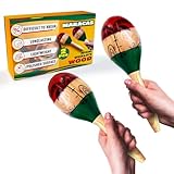 2 Pcs Large Wooden Maracas for Adults – 9.6” Handcrafted Wooden Percussion Instruments, Professional Rhythm Shakers for Music Practice, Performances & Cultural Use
