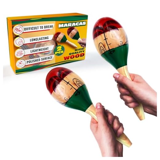 2 Pcs Large Wooden Maracas for Adults – 9.6” Handcrafted Wooden Percussion Instruments for Professional Music Practice, Studio Recording & Cultural Performance