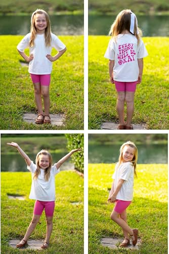 Image of Arshiner Girls Clothes Summer 2 Piece Outfits Drop Shoulder T-Shirts and Biker Shorts Kids Fashion Clothing Sets