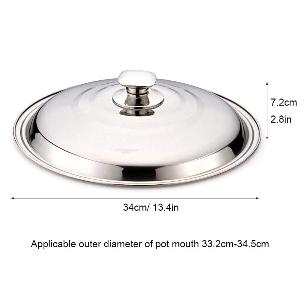 Pfannendeckel Edelstahl Wokdeckel Universal Verdickter Deckel mit Metallgriff Spiegeloberfläche Prozess Leicht zu reinigen Glasdeckel (Größe: 34cm)