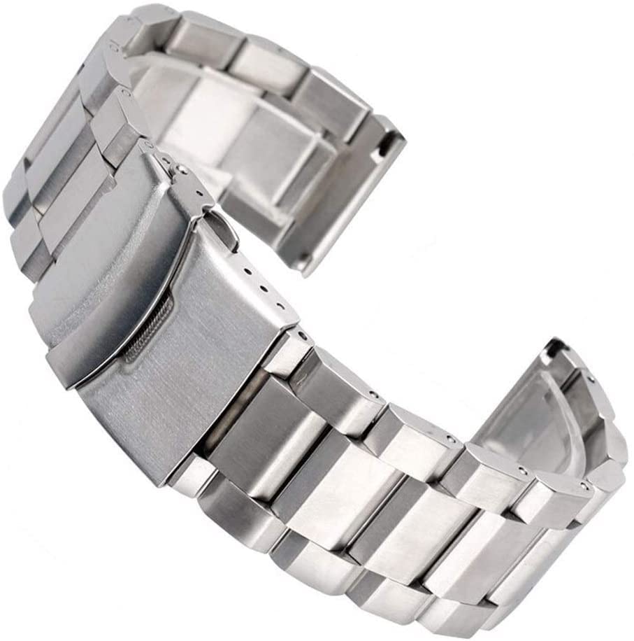 Bracelet de montre argent acier inoxydable 18mm 20mm 22mm 24mm réglable
