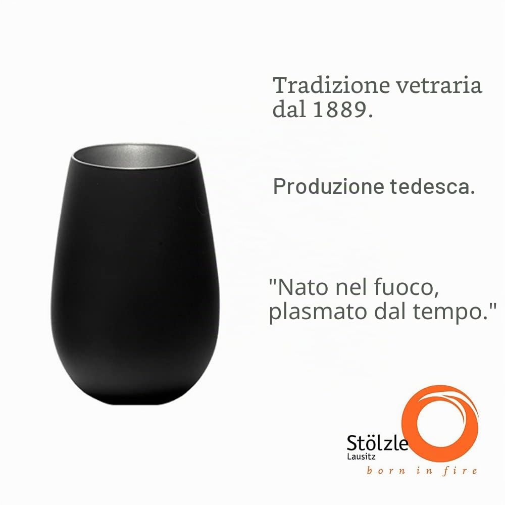 Stölzle Lausitz Bicchieri da Acqua Elements Metallic Set da 6, 465 ml – Bicchieri Versatili per Acqua, Succo & Cocktail – Bicchieri da Bere in Cristallo di Alta Qualità – Lavabili in Lavastoviglie