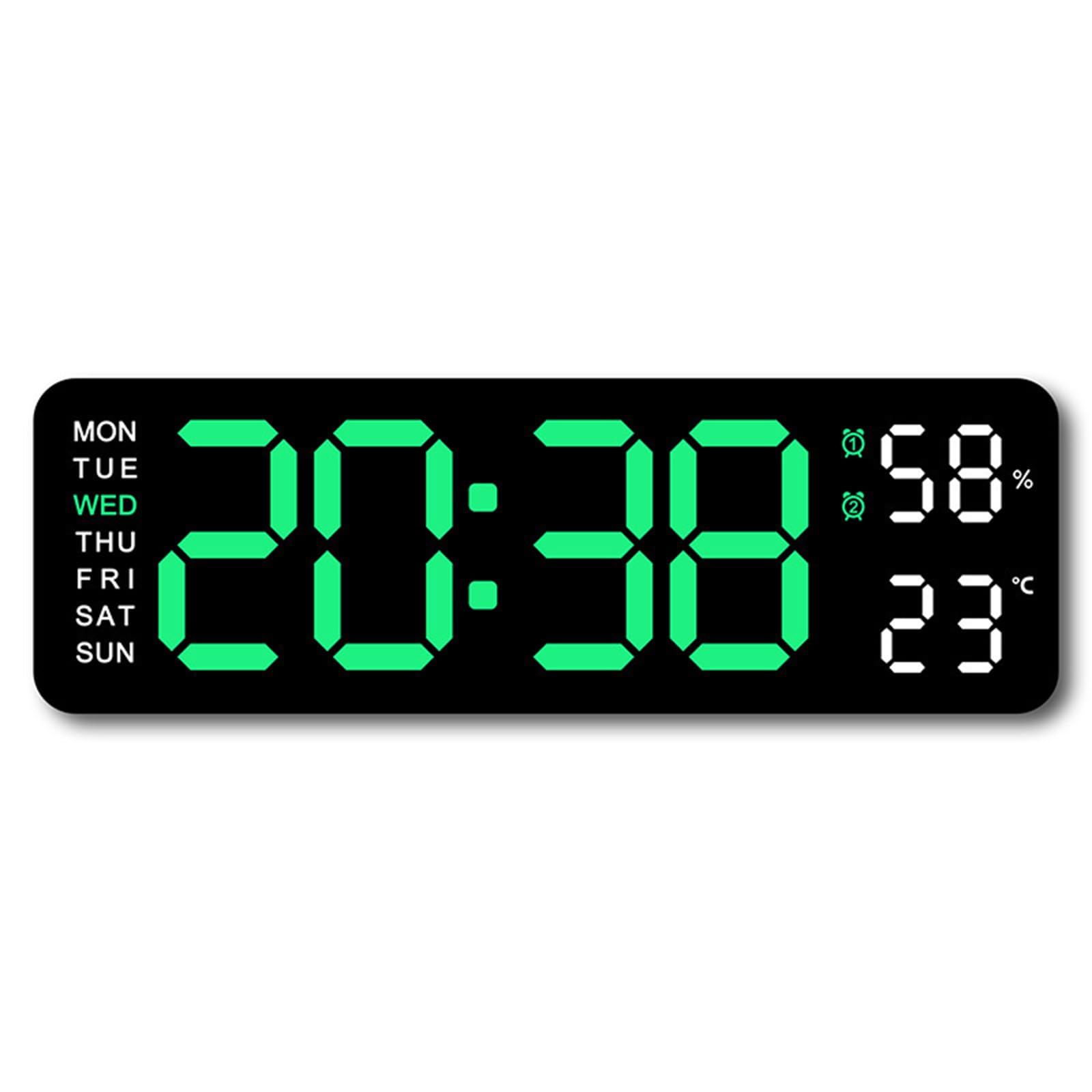 IUYIXWFP Digital Wall Clock, Digital Clock Large Display with Remote Control, Corded LED Alarm Clocks with Date, Week, Temp, Humidity, Auto DST, Countdown,C