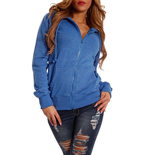 Crazy Age Cooler Zip Hoodie Kapuzenjacke Sweatjacke aus hochwertigen Baumwollmischung (Blau, S=34)