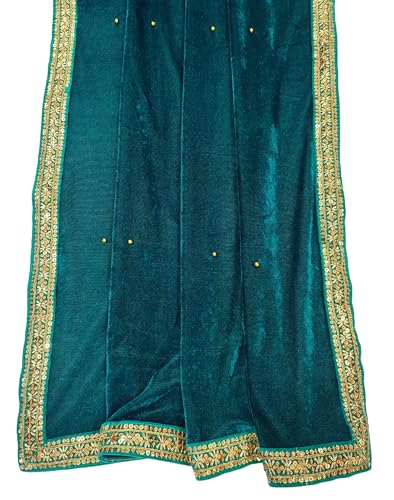 Image of Navti Creations Women's Stole Dupatta In Velvet With Cross Design Border (length -2.25m, Width-75cm)
