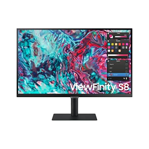 SAMSUNG 27-Inch ViewFinity S8 Series 4K UHD High Resolution Monitor, IPS Panel, 60Hz, Thunderbolt 4, HDR 10+, Built-In Speakers, Height Adjustable Stand, S27B804TGN, 2022, Black