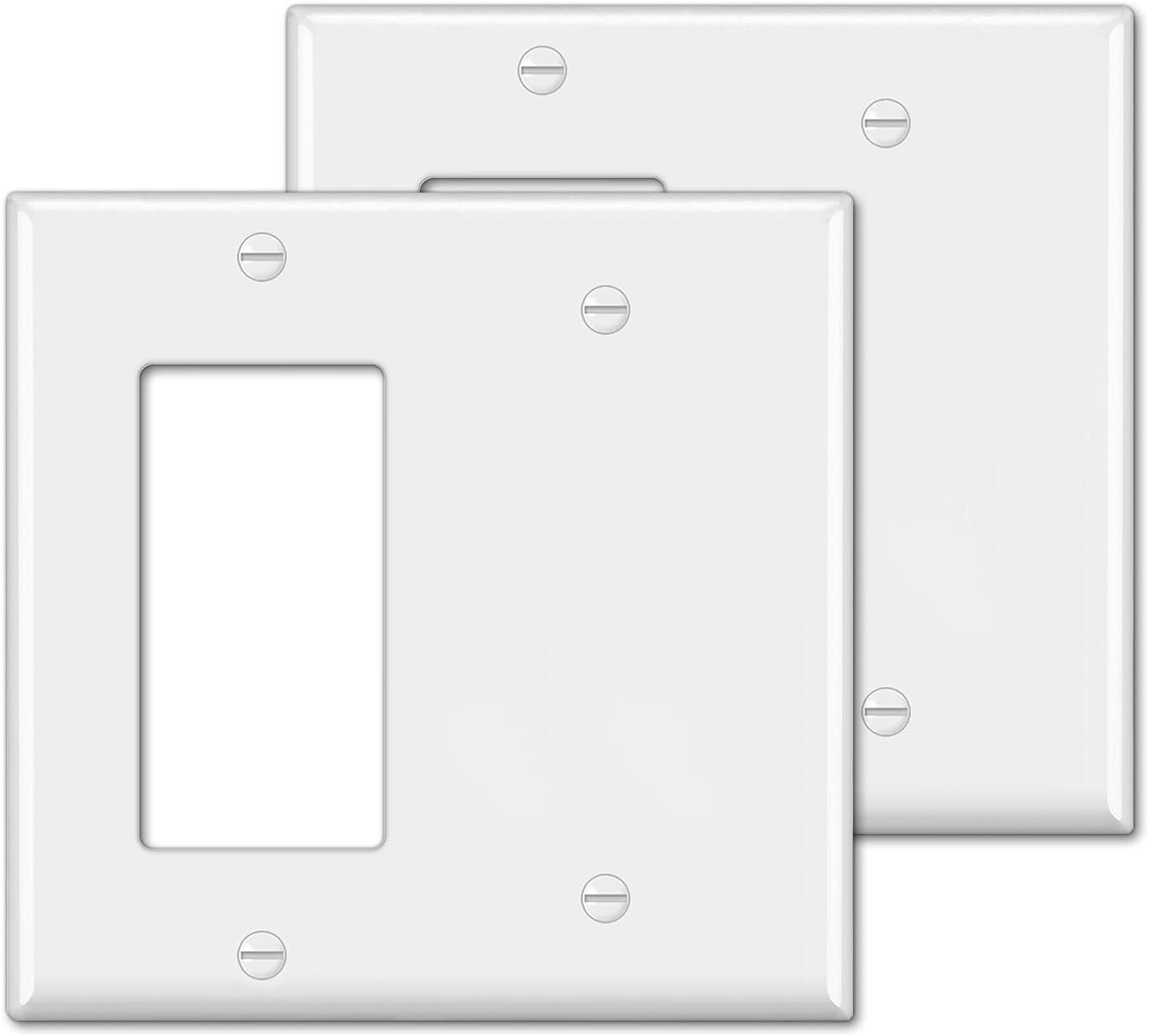 Smooth White 3 Gang Combo Wall Plate - 2 GFCI/Rocker Openings 1 Blank