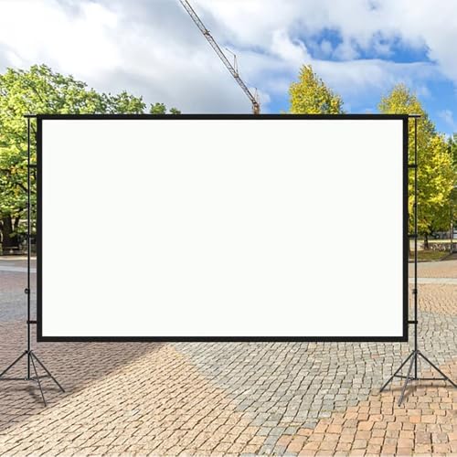 Pantalla de proyección para cine en casa con soporte, pantalla HD portátil de 100 pulgadas con funda de transporte miniatura 2