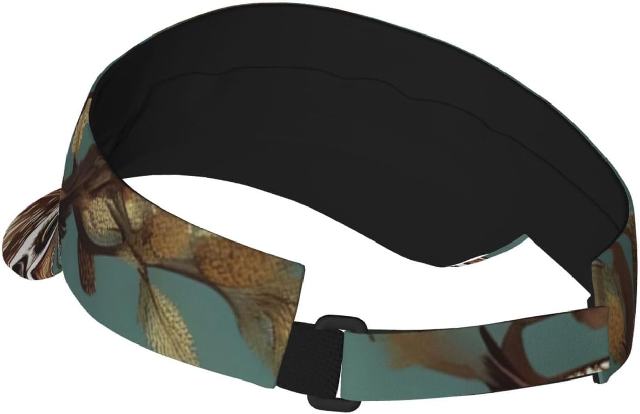 Owl Tree Branches Print Sports Sun Visor Men Women Lightweight Cooling Stretchy Visor Hat for Running, Tennis, Golf Black