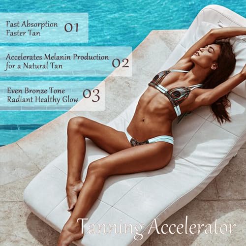 Intensive Tanning Gel with Carrot & Coconut Oil - Tanning Bed Lotion Accelerator - Waterproof Aun Tanning Lotion - Tanning Gel to Nourishing & Hydrating - Indoor Tanning Lotion for All Skin Types