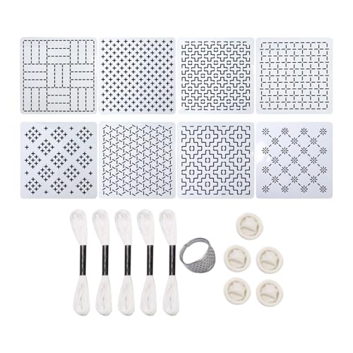 Badiman Kit de Bordado Japonés Set de con Material de Costura Y Útiles para Bordar Incluye 8 Plantillas de Pet Reutilizables Adecuado para Principian