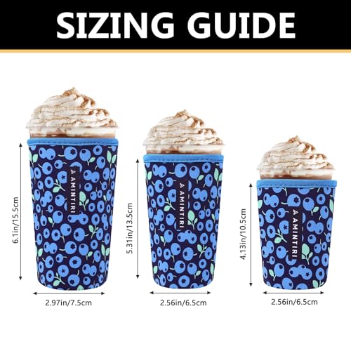 Image of 3 Pack Reusable Sleeve for Iced Coffee Cup, Coffee Neoprene Sleeve for Iced&Hot Drinks, Coffee Sleeve Compatible with Starbucks, Dunkin Coffee Cup. (Blueberry)