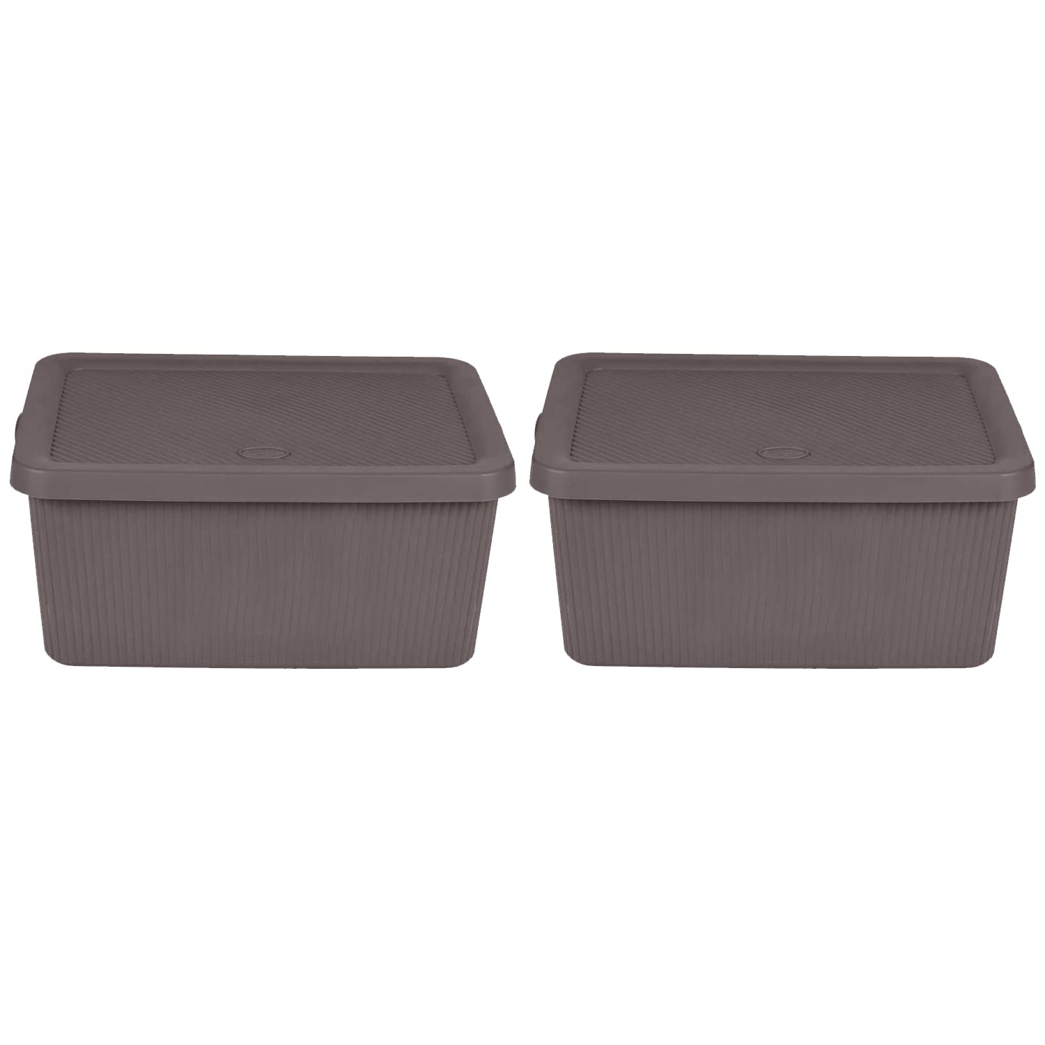 M1ss Mirror Grey Set Of 2- 7L Litre Storage Box With Lid Utility Boxes Small Rib Box Plastic Rectangular Box Storage Organisation With Handle Lidded Containers Multipurpose Decorative Item Cosmetics (Mirror Grey)