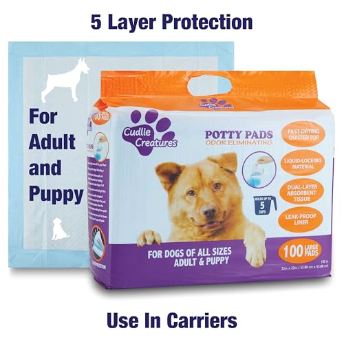 Image of Cudlie Training Pads for Dogs, 100 Count ,22 inchx22 inch| Puppy Pee Pads for Dogs | Absorbent Dog & Puppy Supplies for Dog Training and House Training