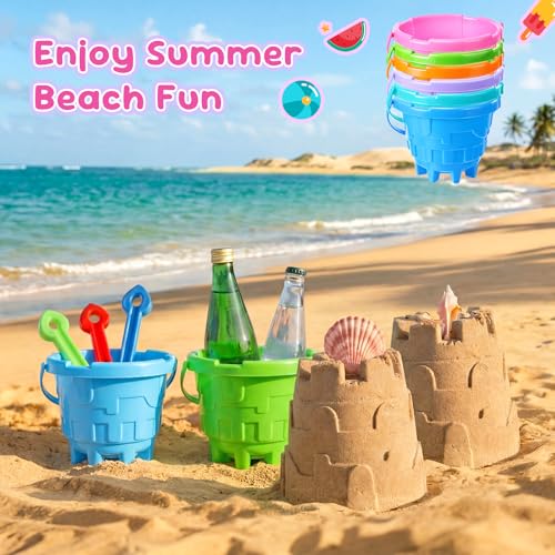 Didaey 30 Pcs Beach Buckets for Kids, Plastic Sand Pails for Boys and Girls, Sand Buckets for Beach, Sandbox, Pool, Gardening, Summer Party Favors (Warm Color) - image 7