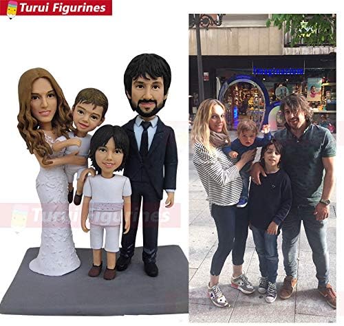 Custom figurines personalized dolls from your photos whole family of four people sculpture design handmade gift mini stuatue home decoration birthday cake topper wedding favour gifts by Turui Figurine