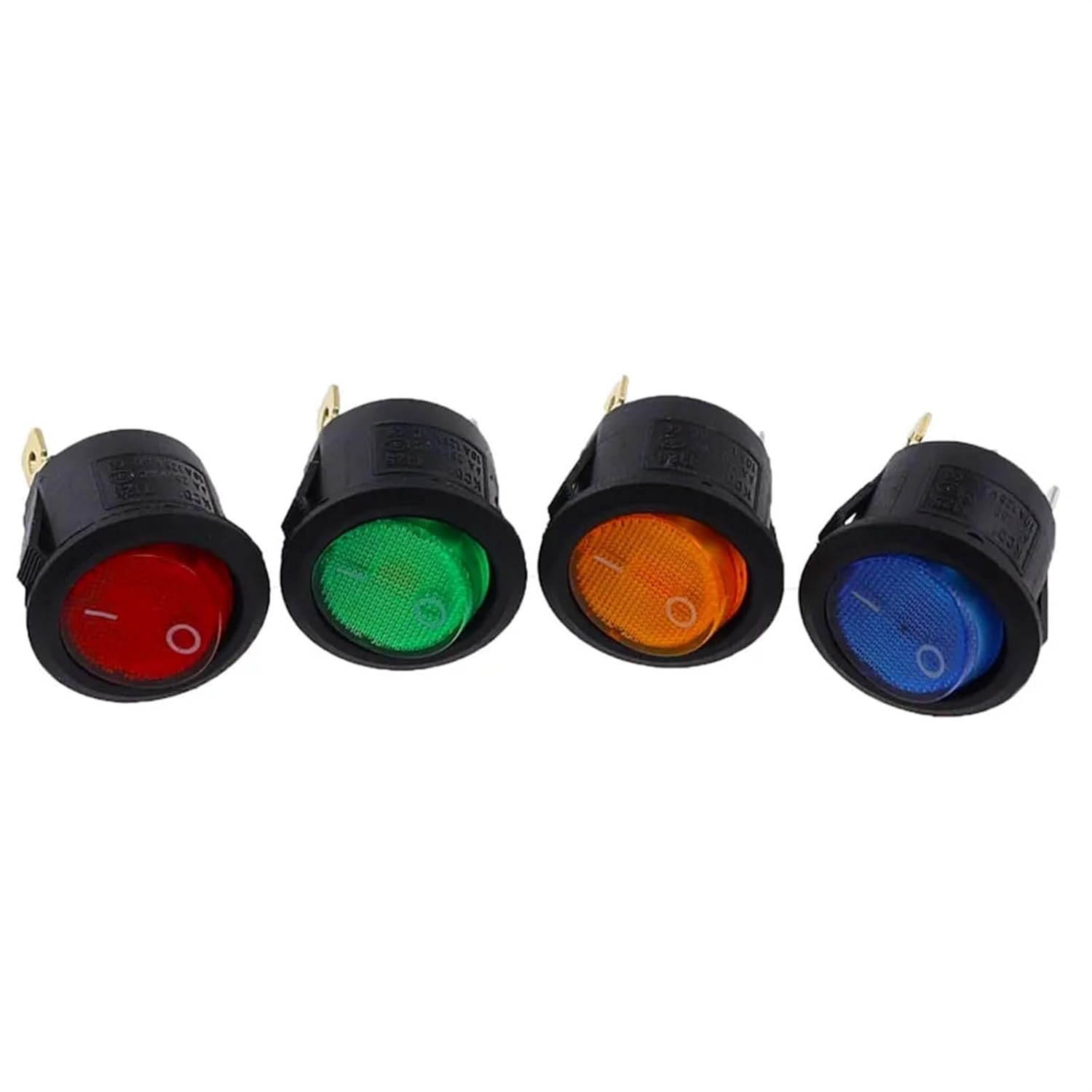 4Pcs KCD1 5V-12V / 220v ON/Off Round Rocker Switch LED Illuminated Car Dashboard Dash Boat Van with Light(4Pcs Color Mixing,5-12V)