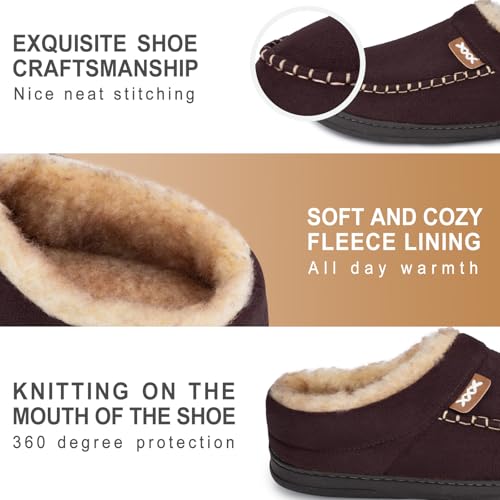 ATHMILE Mens Slippers Fuzzy Cozy Memory Foam Slip On Moccasin Warm House Slippers for Indoor Outdoor Non-Slip Sole3