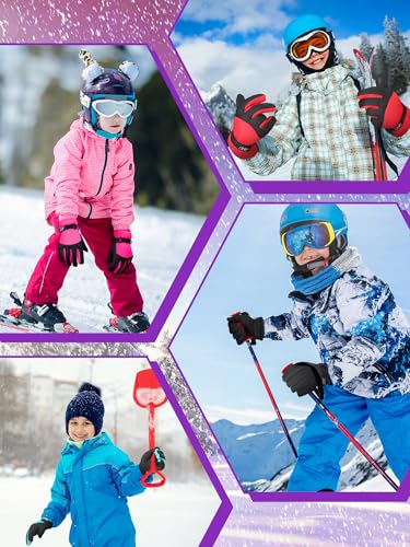 Guantes de nieve para niños de 6-10 años, 6 pares de mitones cálidos para esquiar en invierno 6