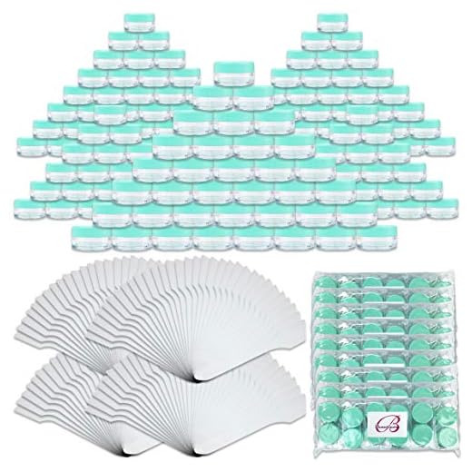 Beauticom® 144 Pieces of LIGHT TEAL GREEN Clear Plastic Empty Jar 10ml/10g Refillable Cosmetic Cream Eye Shadow Nails Powder Gems Cosmetic Samples Jars (Also Includes 72 Pieces Spatulas)