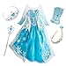 Produktbild FStory&Winyee Mädchen Eisprinzessin ELSA Schneeflocke Kostüm Kinder Langarm Blau Kleid Weihnachten Karneval Verkleidung Party Halloween Fest