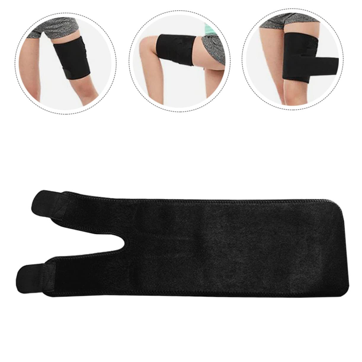 Adjustable Thigh Compression Sleeve for Fitness Support Lightweight Breathable Thigh Brace for Running Biking Climbing Men Women Black