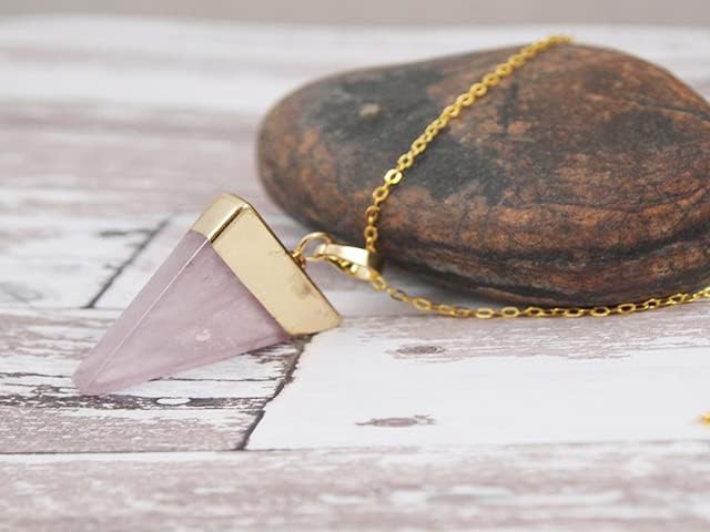 Rose Quartz Necklace with 14k Gold - Natural Pink Crystal Pendant Necklaces - Real Stone - Echos Healing Stones Handmade Jewelry - Stone of Love and Beauty - Gifts for Women - Gift for Anniversary - Valentine's Day - Birthday - Image 7