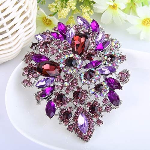 Image of EVER FAITH Women's Austrian Crystal Vintage Style Flower Leaf Cluster Brooch Pendant