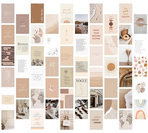 Image of Craft Qila Cardstock Beige Vol 1 Pack Of 54 Aesthetic Wall Collage Kit, Girl Room Decor, Dorm Decor, Photo Collage Kit, Wall Collage