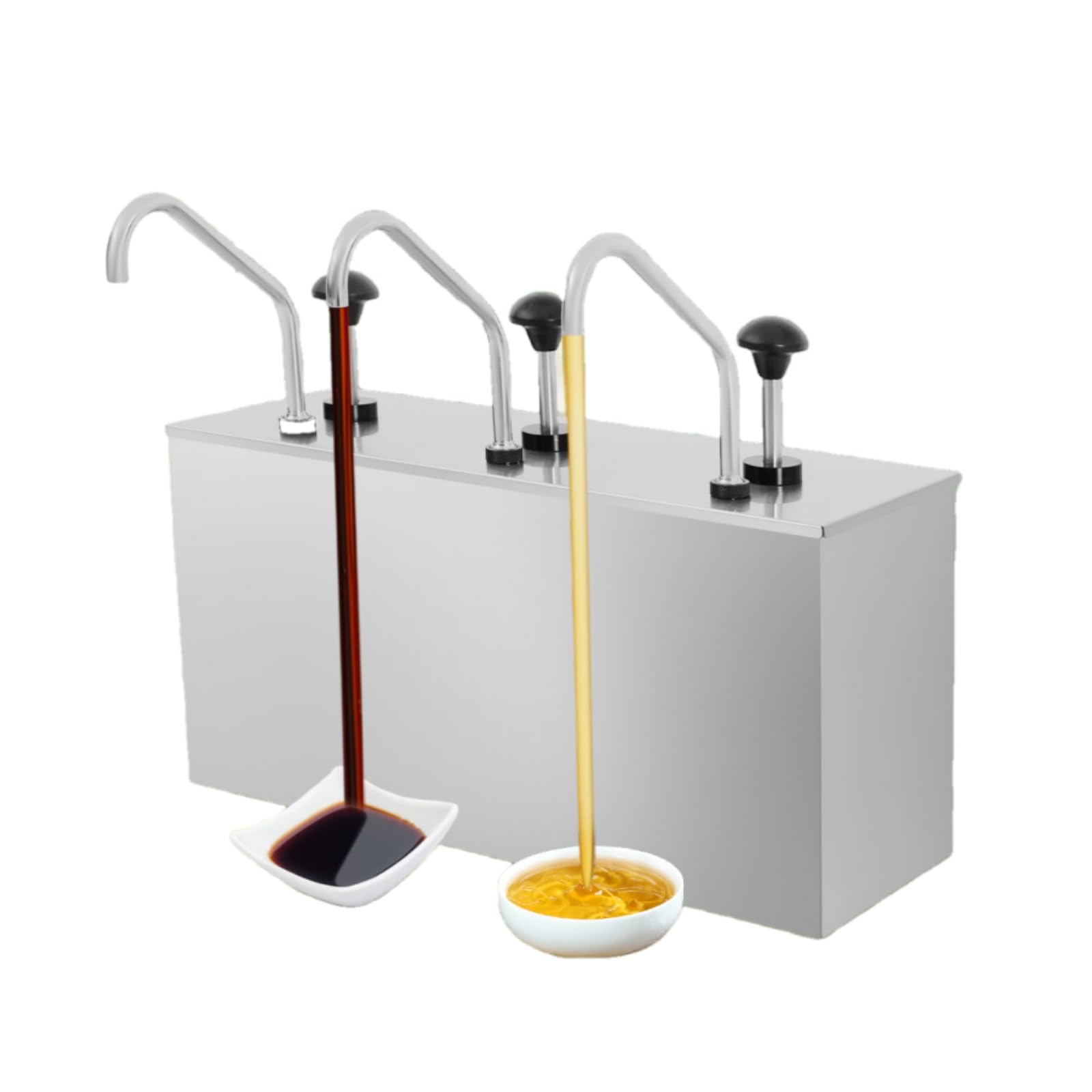 Dispenser per salse in acciaio inox, 12 l, con 3 beccucci, 3 dispenser per ketchup da 4 l, per condimenti per insalata, aceto, salsa di soia, ketchup