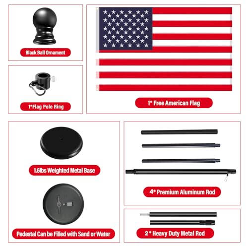 SENZHIYI Indoor Telescoping Flag Pole with Base 6FT-8FT,Aluminum Commercial Indoor Flagpole with Black Ball Top Finial,Heavy Duty Indoor Flag Pole Kit for Office School City Hall by SENZHIYI - Image 8
