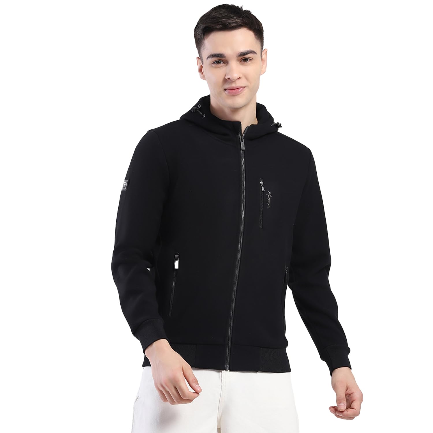 monte carlo Men Regular Fit Solid Pattern Hooded Neck Side Pocket Zipper Full Sleeve Winter Sweatshirt|Warm and Comfortable Sweatshirt | Winter wear Sweatshirt for Men's (Pack of 1)-picture-11