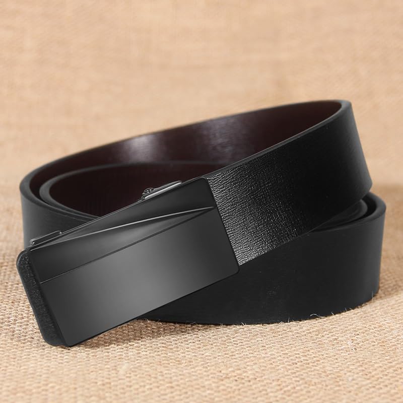 JSEIAJB Genuine Leather Belt Men's Toothless Automatic Buckle Business Cowhide Belt2