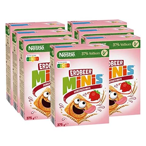 Nestlé Erdbeer Minis, Cerealien mit Erdbeergeschmack und Vollkorn, 7er Pack (7x375g) Cover