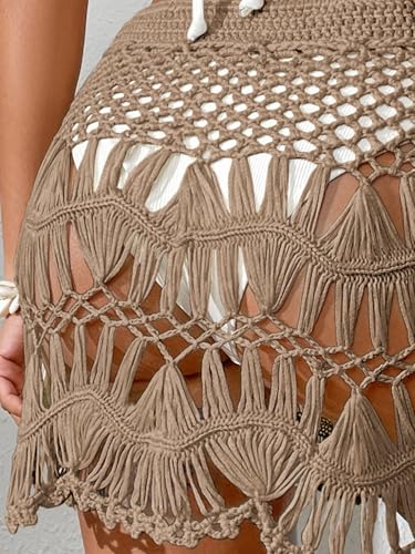 Image of Floerns Women's Bathing Suit Tie Waist Crochet Beach Cover Up Skirt