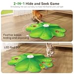 FEELNEEDY Rechargeable Cat Toys, 2 in 1 Hide and Seek Game Interactive Cat Toy, Movable LED Red Dot, Moving Concealed Feathers, Durable Exercise Toys for Indoor Cats, Bored Adult Cats Wand Toy - Image 2
