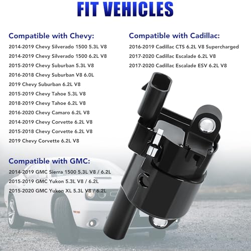 Image of Ignition Coil Pack & Spark Plugs for Chevy Silverado GMC Sierra 5.3L V8 | for 2014 2015 2016 2017 2018 2019 2020 Chevy Silverado 1500 Suburban Tahoe Camaro GMC Sierra Yukon Coils & Spark Plugs, UF742