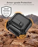 MoKo for AirPods 4 Case with Lock 2024 - Compatible with MagSafe, Phone Stand & Auto Pop-up for AirPods 4th Generation Case, Military-Grade Protective Cover with Cleaner Kit, Black
