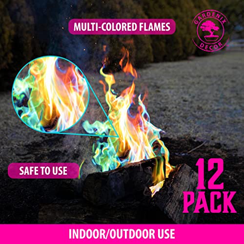 12 Pack Legendary Blaze Magical Flames Fire Color Changing Packets - Fire Pits and Campfire Accessories for All Seasons - Create Magic Colorful Fire with Color Flame Packs