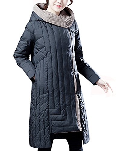 Youlee Damen Winter Herbst Hallo-Low Daunenjacke mit Kapuze S Cover