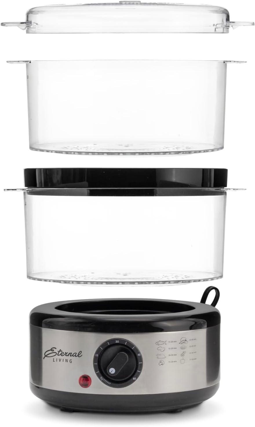 Electric Food Steamer Stackable Two-Tier Bowls, 5 Quart, Stainless Steel