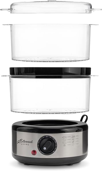 Electric Food Steamer Stackable Two-Tier Bowls, 5 Quart, Stainless Steel
