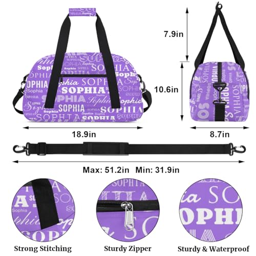 Personalized Duffel Bag Custom Dance Bag for Girls Customized Kids Gymnastics Creative Name Ballet Bag Overnighter Travel Carry on Tote Sport for Boys Backpack Purple2